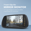 7-inch clip-on rearview mirror monitor displaying city street with parked cars