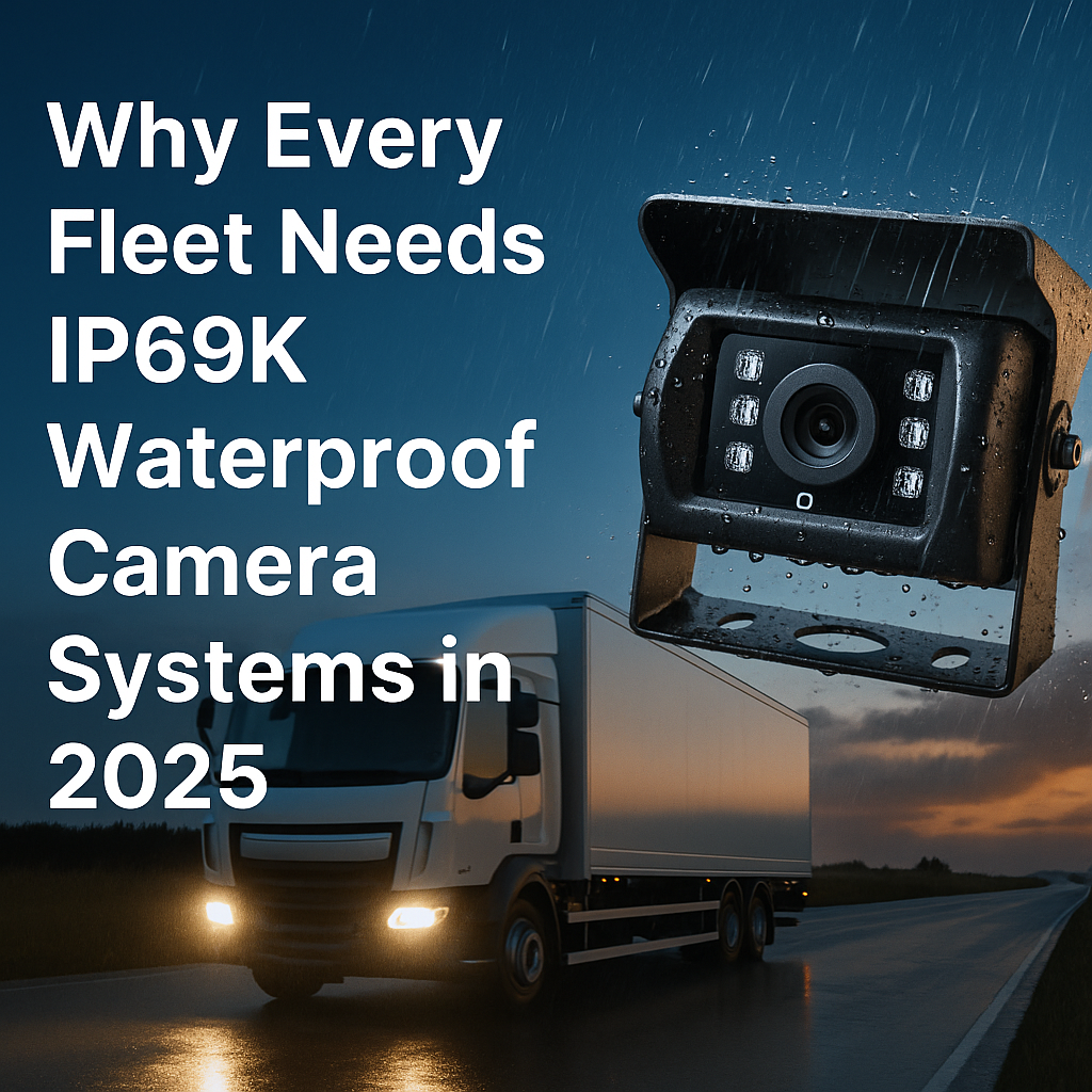 IP69K waterproof vehicle camera system on a heavy-duty truck driving through rain and mud