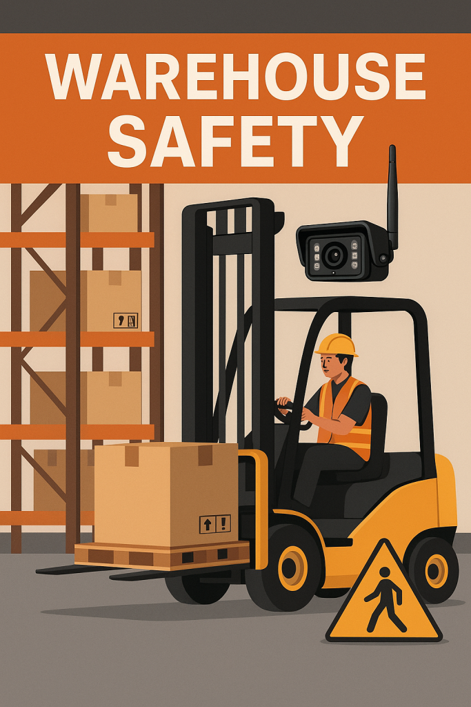 1080p wireless forklift camera improving warehouse safety on a forklift