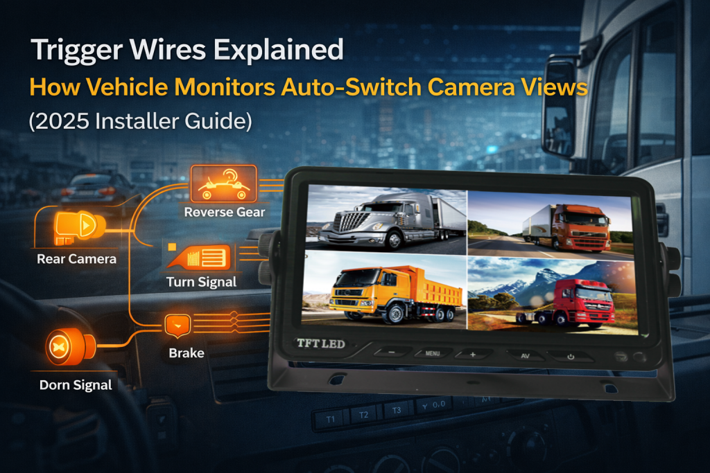 Trigger wires vehicle monitor auto switching for multi-camera fleets