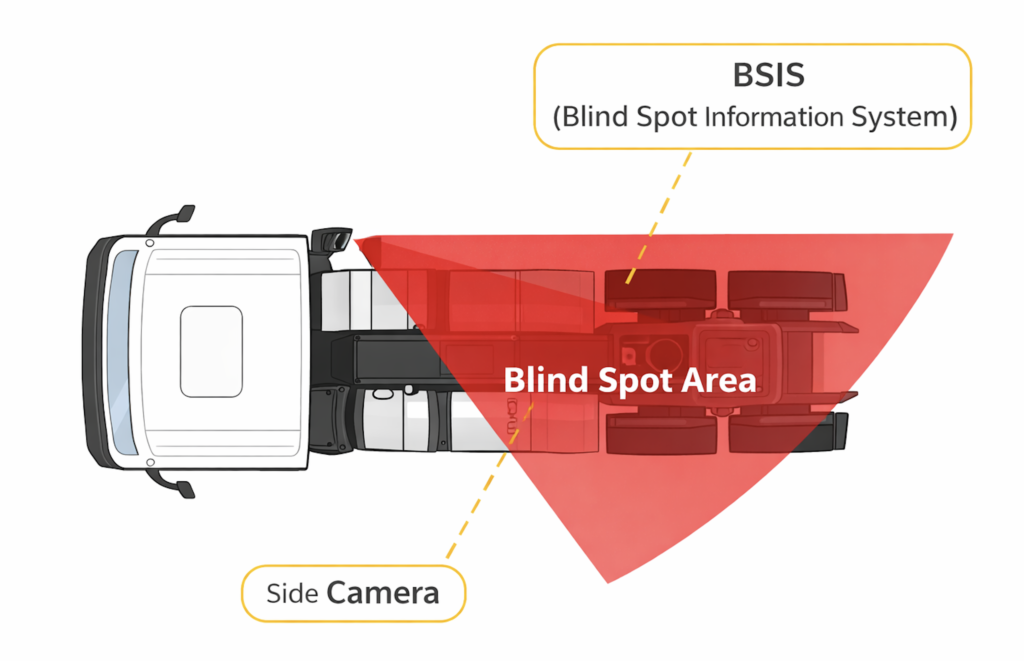 Blind spot information system for heavy-duty truck