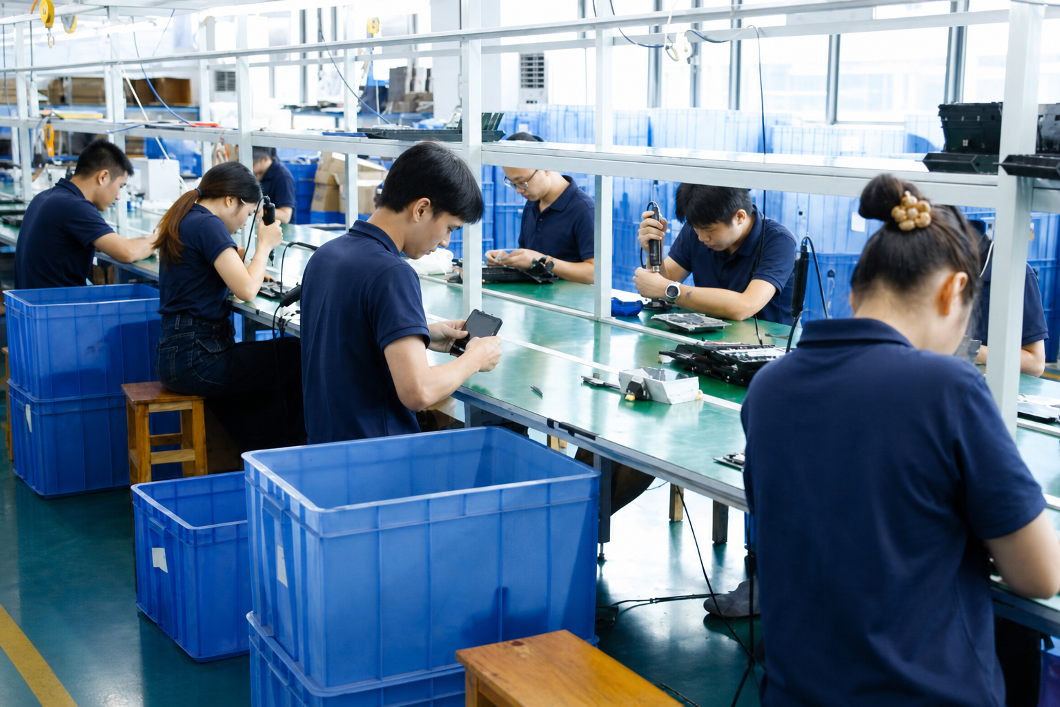 Área de producción de cámaras y monitores de Xinvisual Electronics