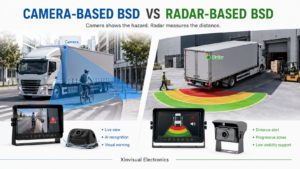 Camera-based BSD vs radar-based BSD comparison for commercial vehicle blind spot detection