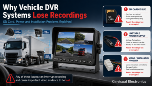 Vehicle DVR system recording problems caused by SD card power and installation issues