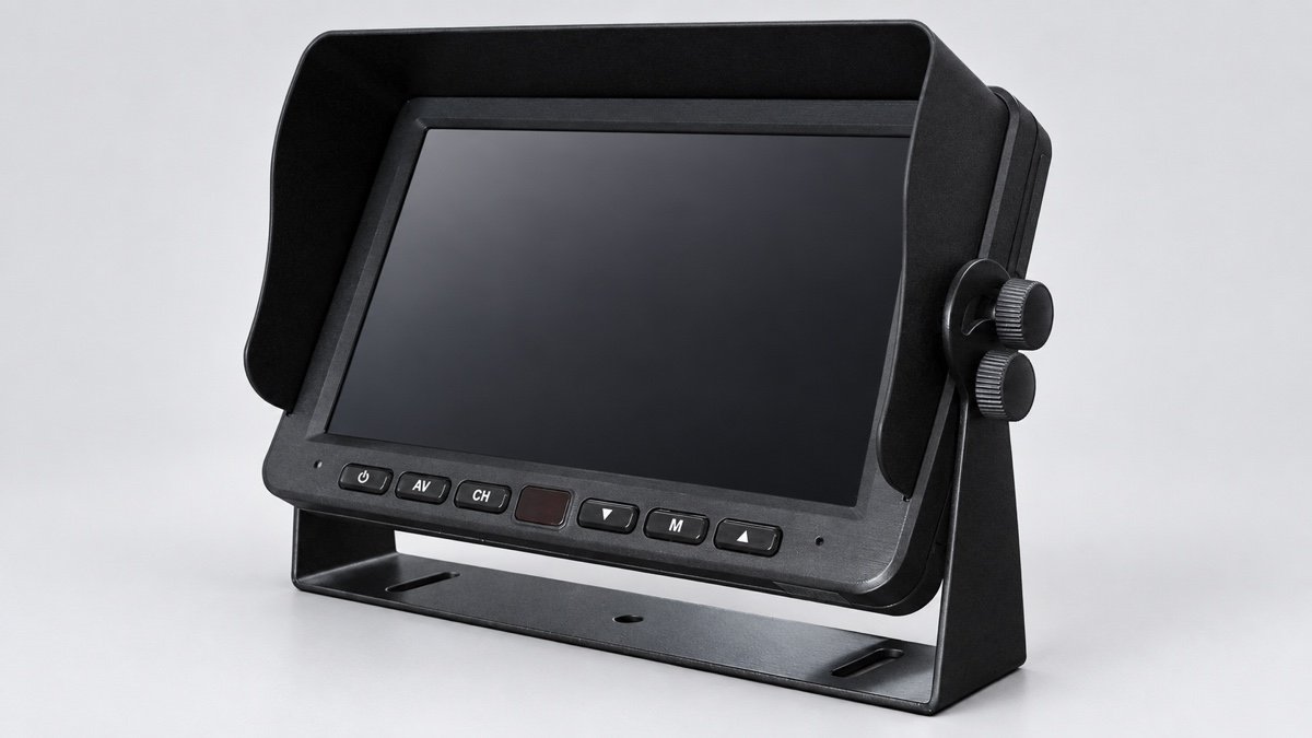 Monitor vehicular negro utilizado para explicar la relación de contraste
