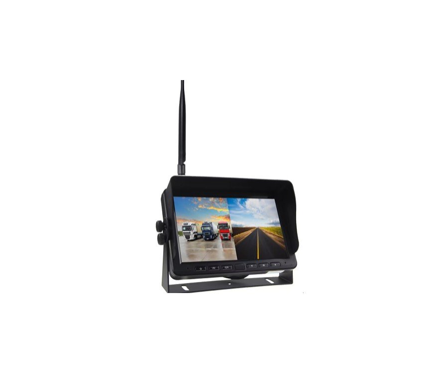 Wireless vehicle monitor with antenna and physical control buttons