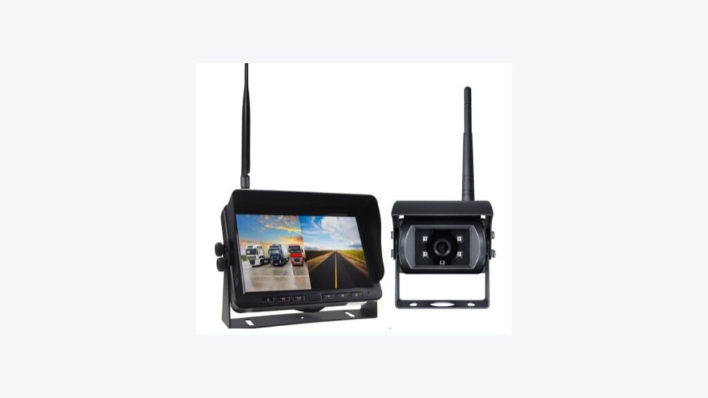 Wireless vehicle camera and monitor shown together for display-path review