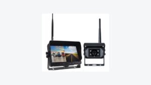 Wireless vehicle camera and monitor shown together for display-path review